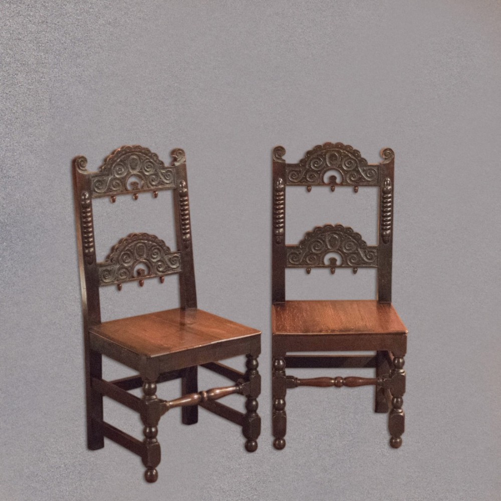 Victorian Pair of Oak Hall Chairs, c.1880