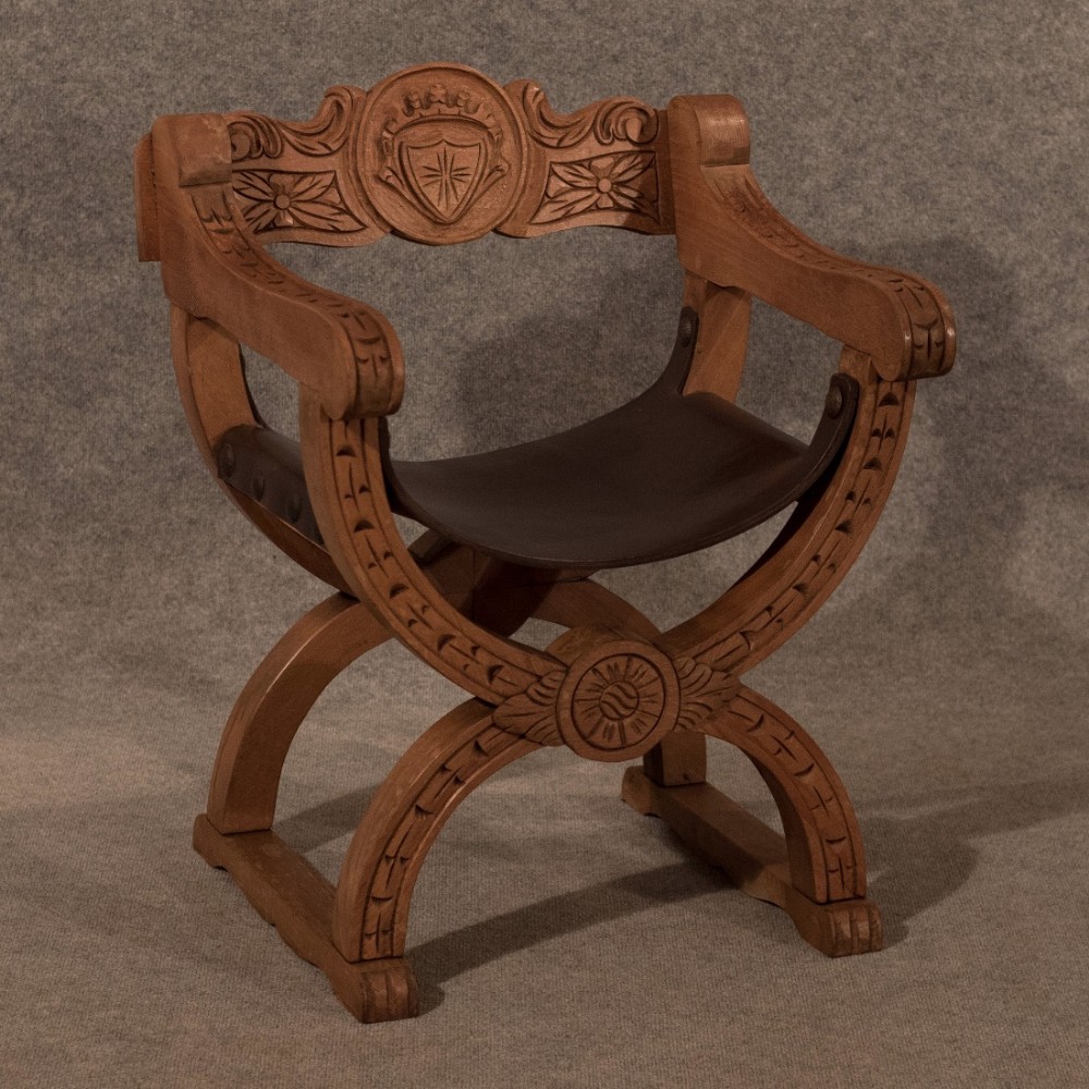 Antique French Beech & Leather Study Chair Quality c1910