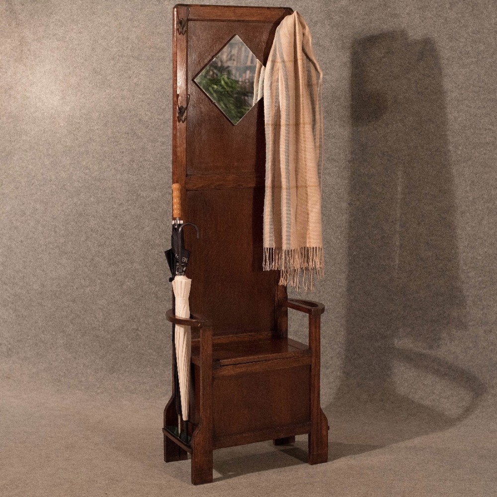 Antique Oak Hall Stand Edwardian c1910