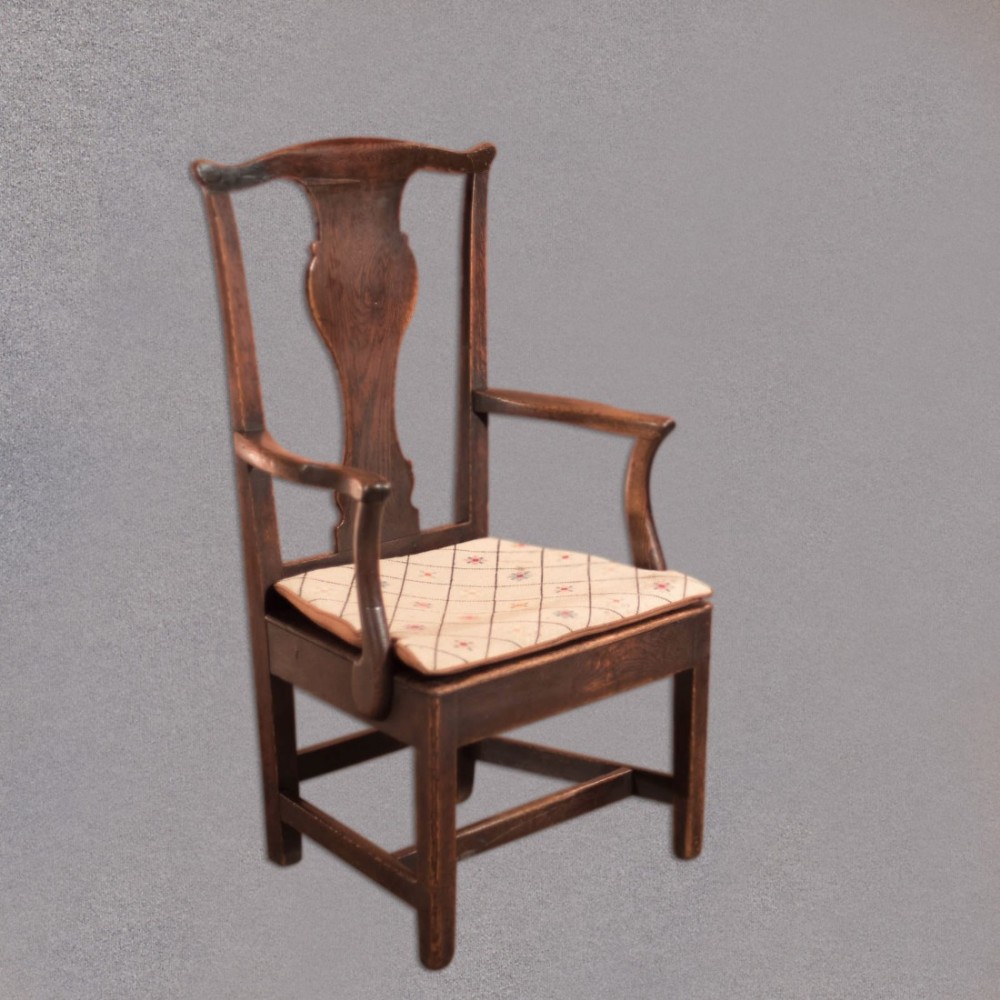 Late Georgian Oak Open Armchair, c.1800