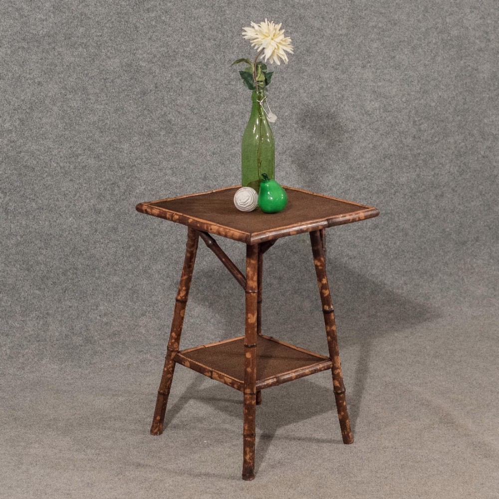Antique Side Table Lamp Two Tier Bamboo 19th Century Oriental Victorian c1900