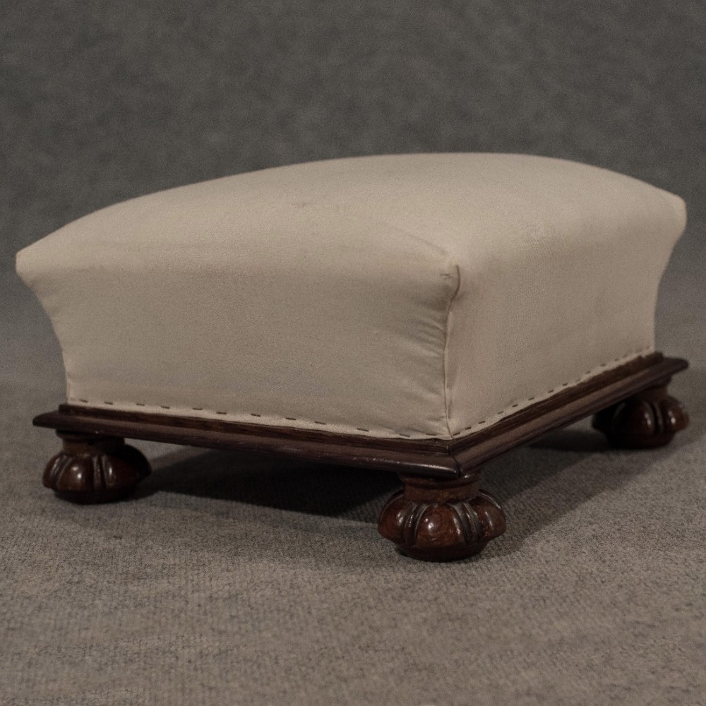 Antique Small Foot Stool Gout Rest Low Seat English Victorian Mahogany c1850