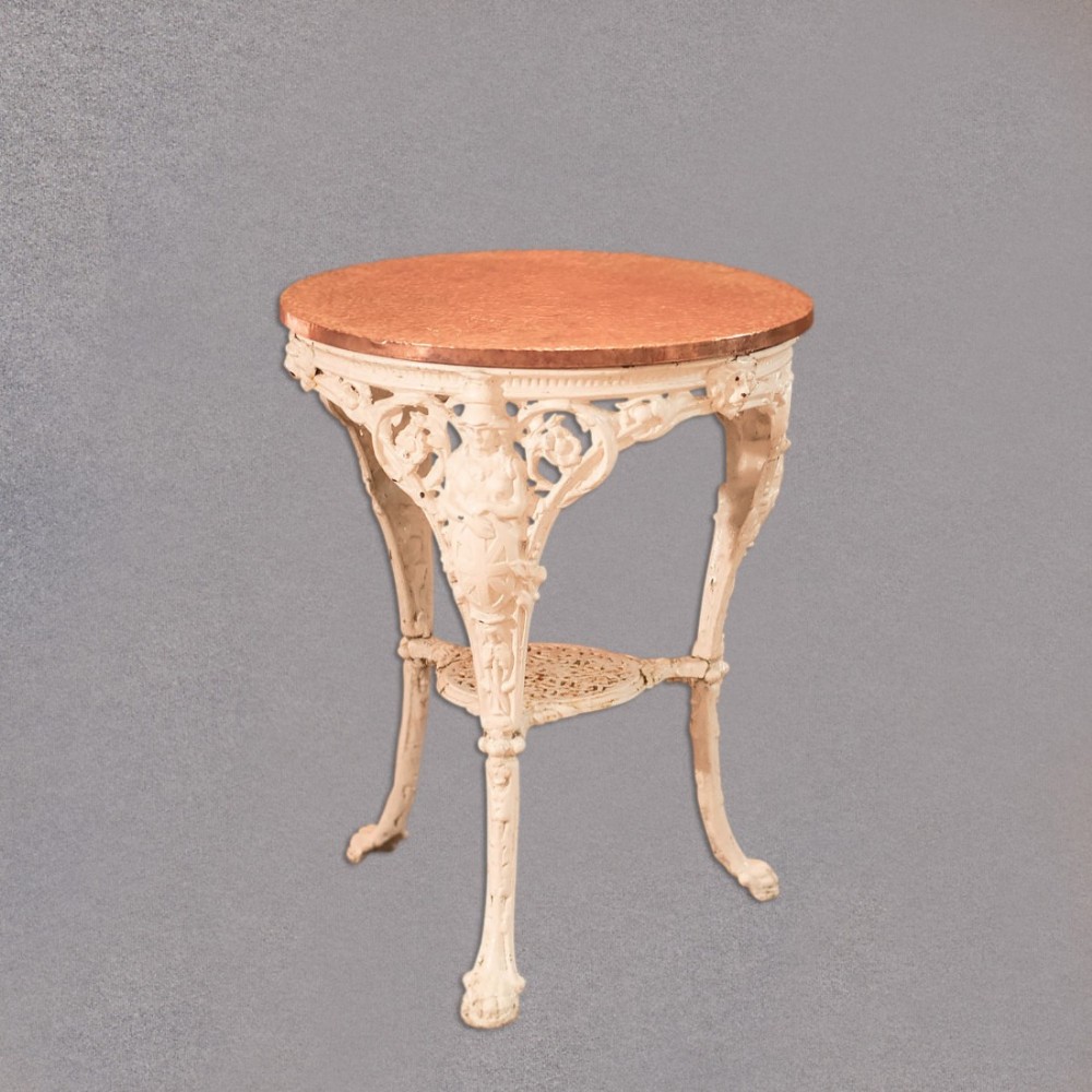 Victorian Cast Iron & Copper Tavern Garden Table