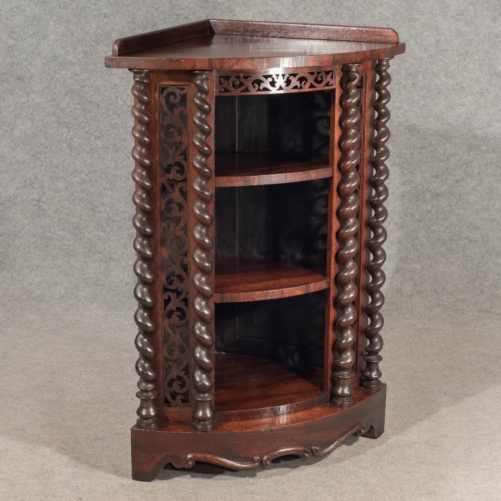 Antique Corner Whatnot Display Cabinet in Fine Rosewood English Victorian c1850