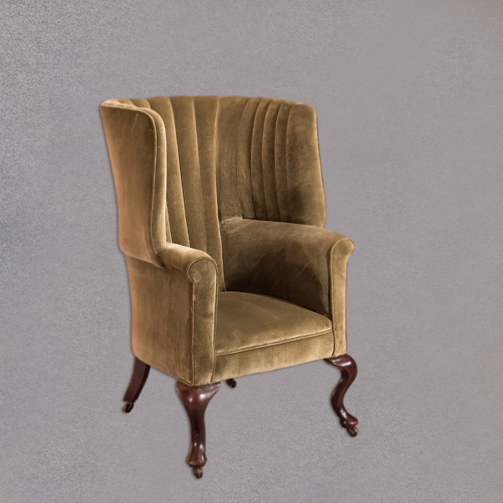 Victorian Antique Armchair, Scottish Fireside Wing Back  