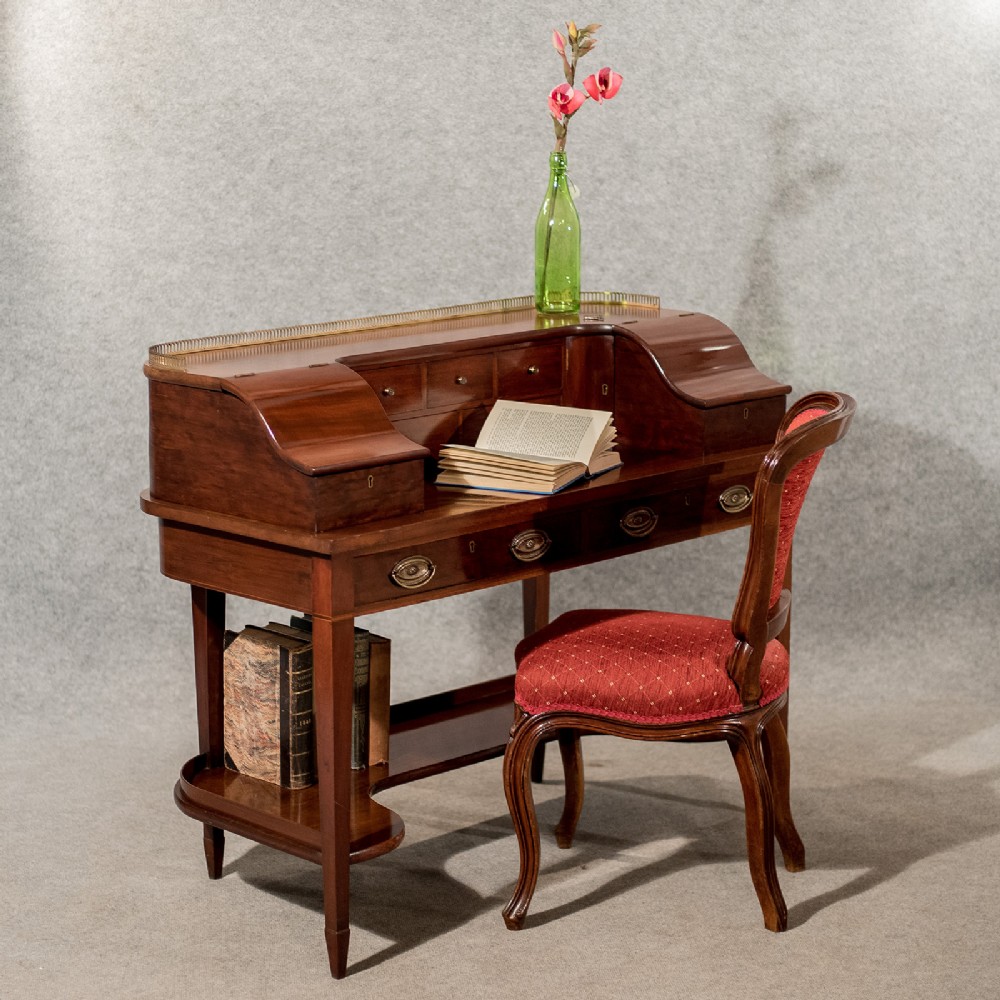 Antique Writing Desk Bureau Victorian Mahogany Quality Bon Heur Du Jour c1850