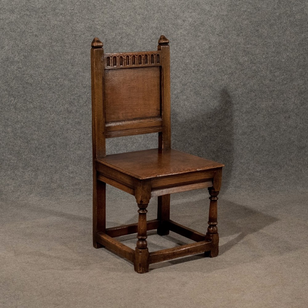 Antique Oak Hall Church Dining Side Chair English Victorian Ecclesiastical c1890