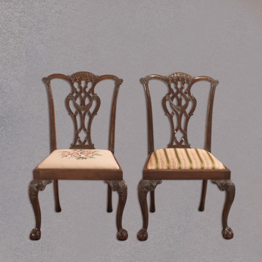 Pair of Antique Dining Chairs, Victorian after Chippendale