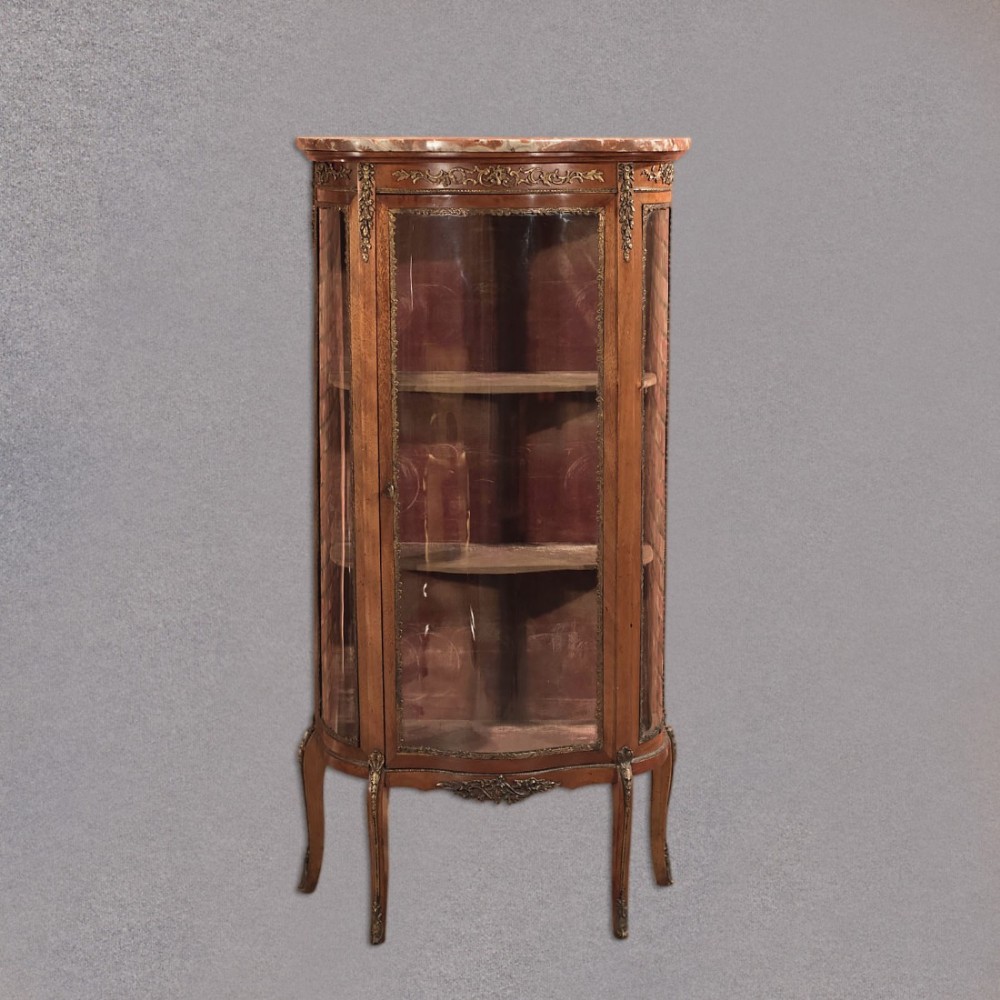 Antique French Bombé Vitrine, Display Cabinet c1880