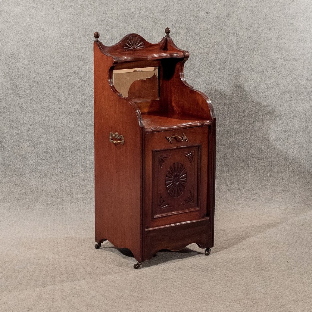 Antique Log Bin Coal Purdonium Cabinet Fire Side Hearth Store Walnut c1910