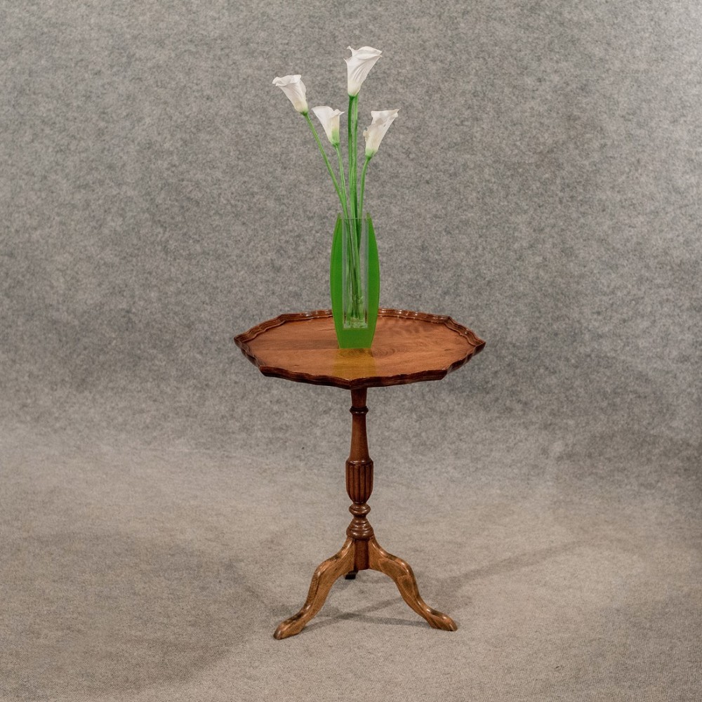 Antique Tripod Table Lamp Side Wine Edwardian Quality Book matched Mahogany c1910