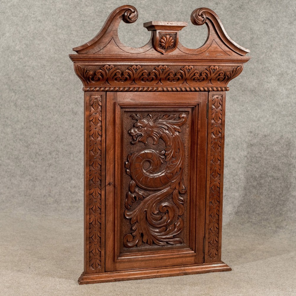 Antique Walnut Carved Corner Cabinet Cupboard Quality Edwardian Oriental c1910