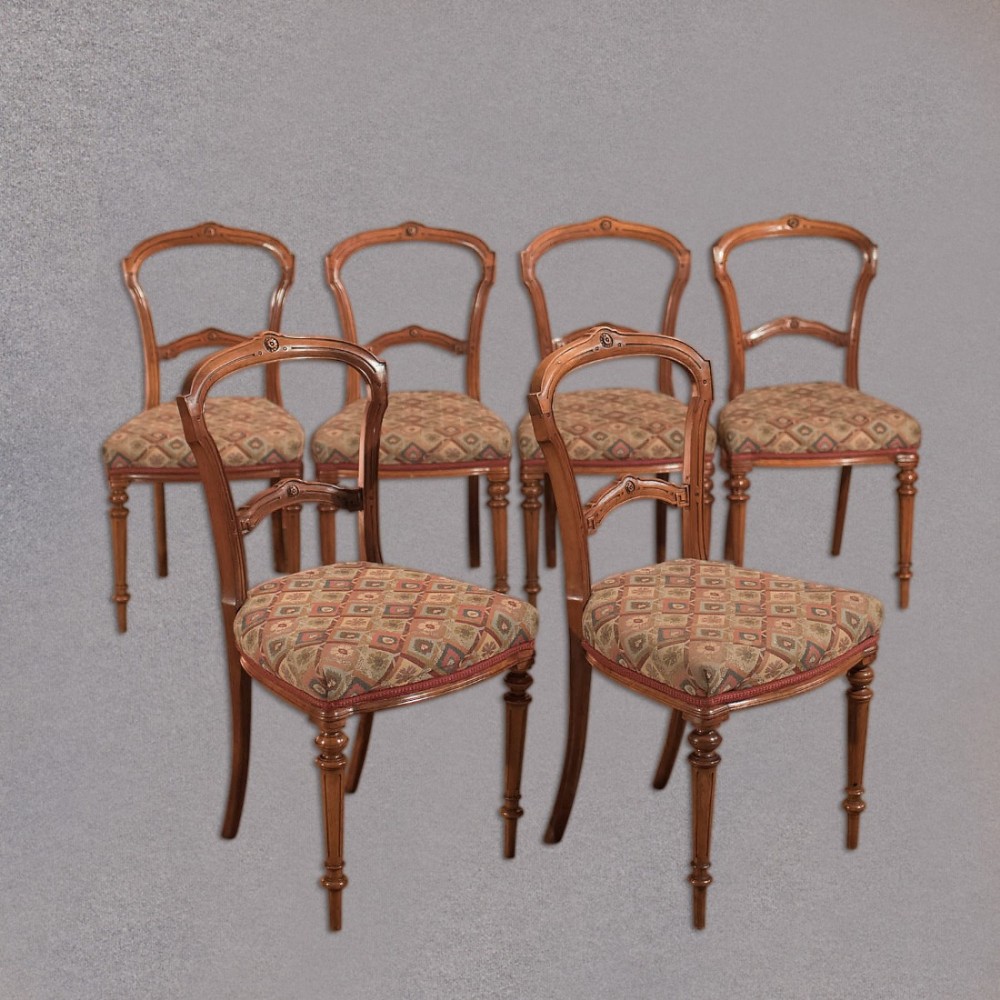 Set of 6 Antique Dining Chairs, Aesthetic Movement