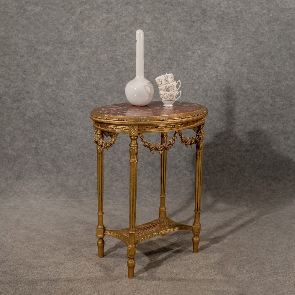 Antique French Marble & Gilt Gesso Side Lamp Display Table Fine Quality c1890