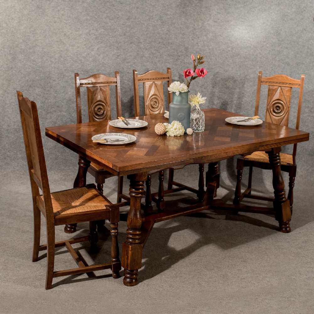 Antique Oak French Dining or Kitchen Table Extending Can Seat 10 Quality c1910