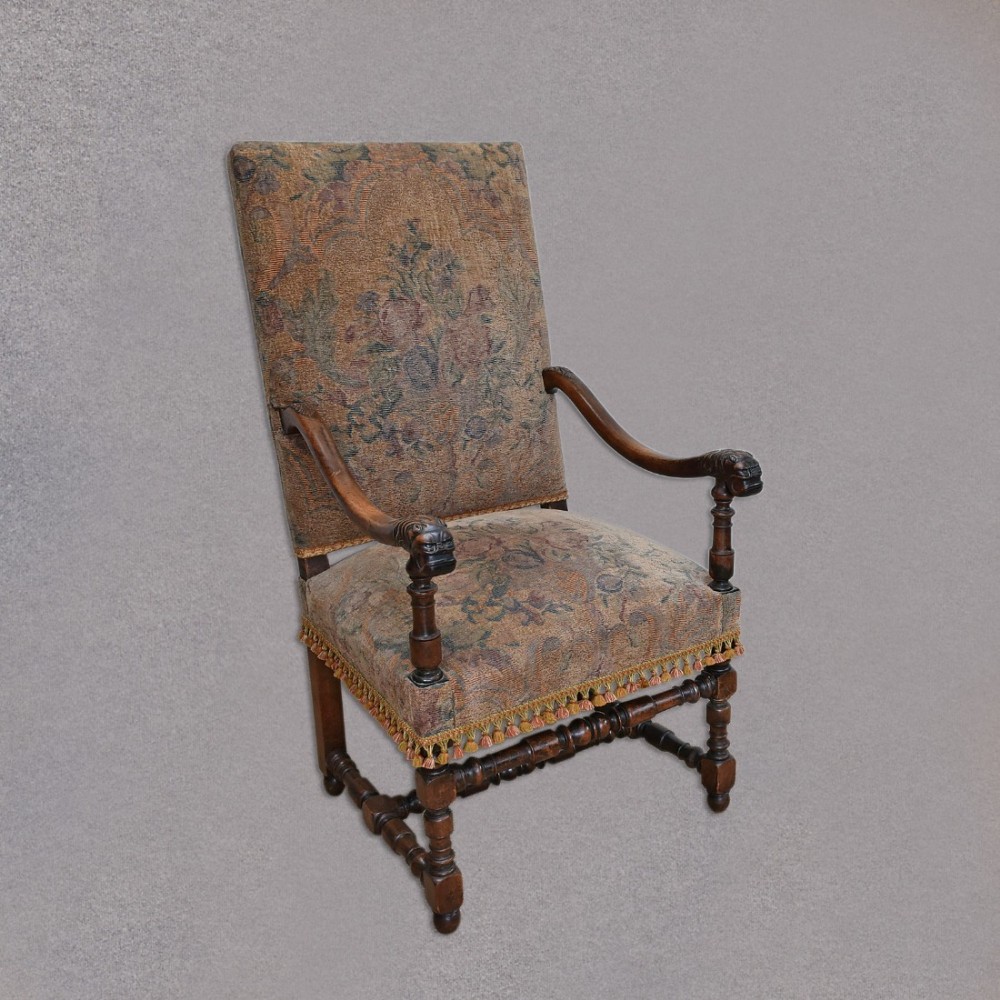Antique Flemish Armchair, Easy Chair, Elbow, Large, Quality, Walnut Frame C.1880