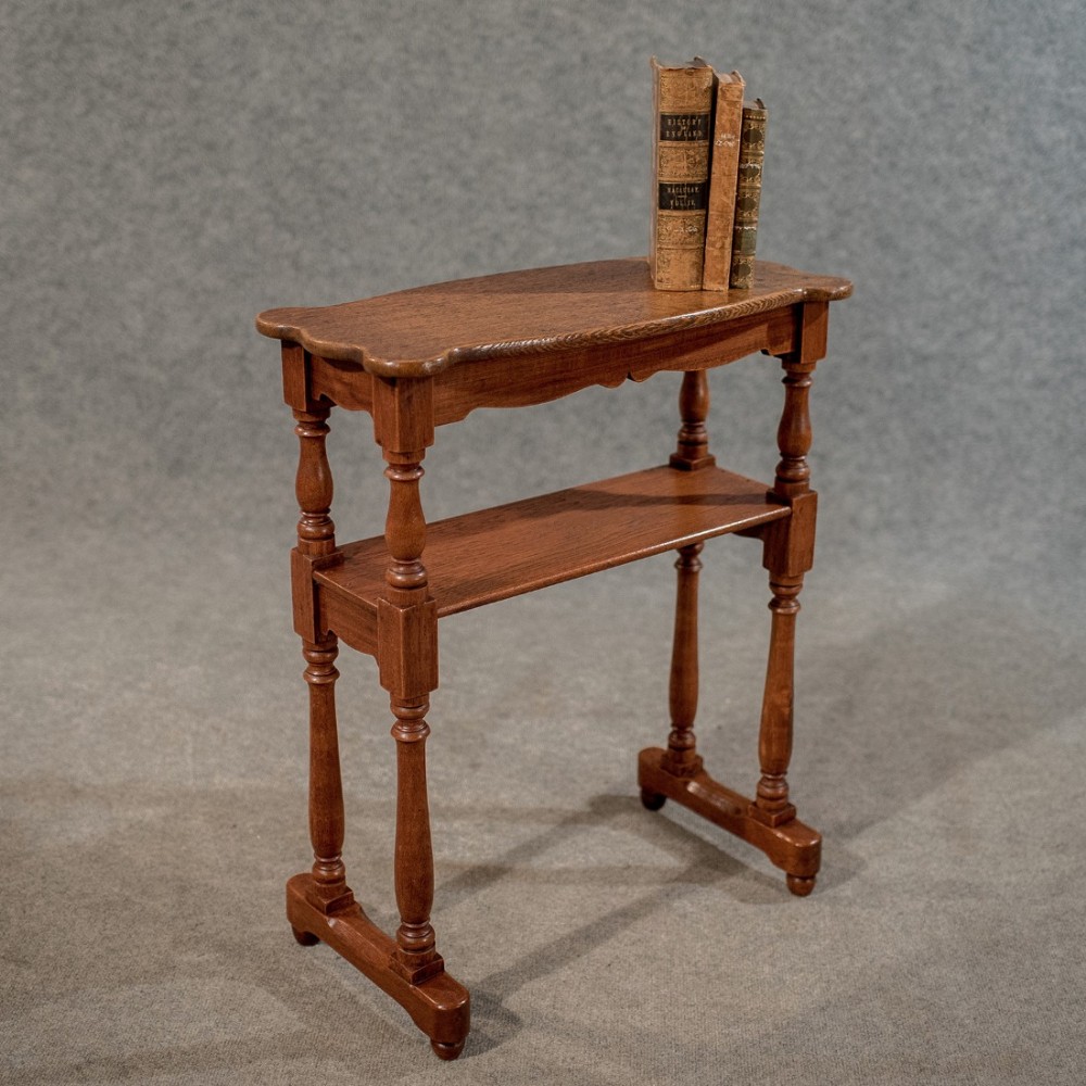Antique Narrow Side Table Reading Stand Quality Oak English Victorian c1880