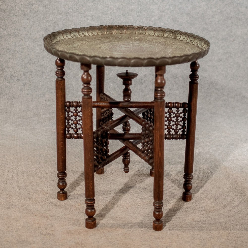 Antique Berber Tray Stand Coffee Tea Folding Table Quality Edwardian c1910