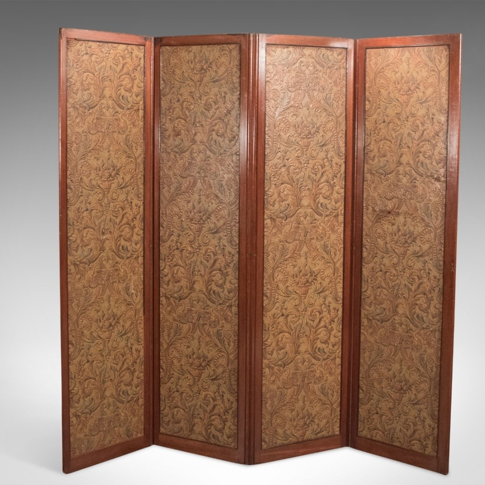 Antique Folding Screen, Victorian Walnut c.1870