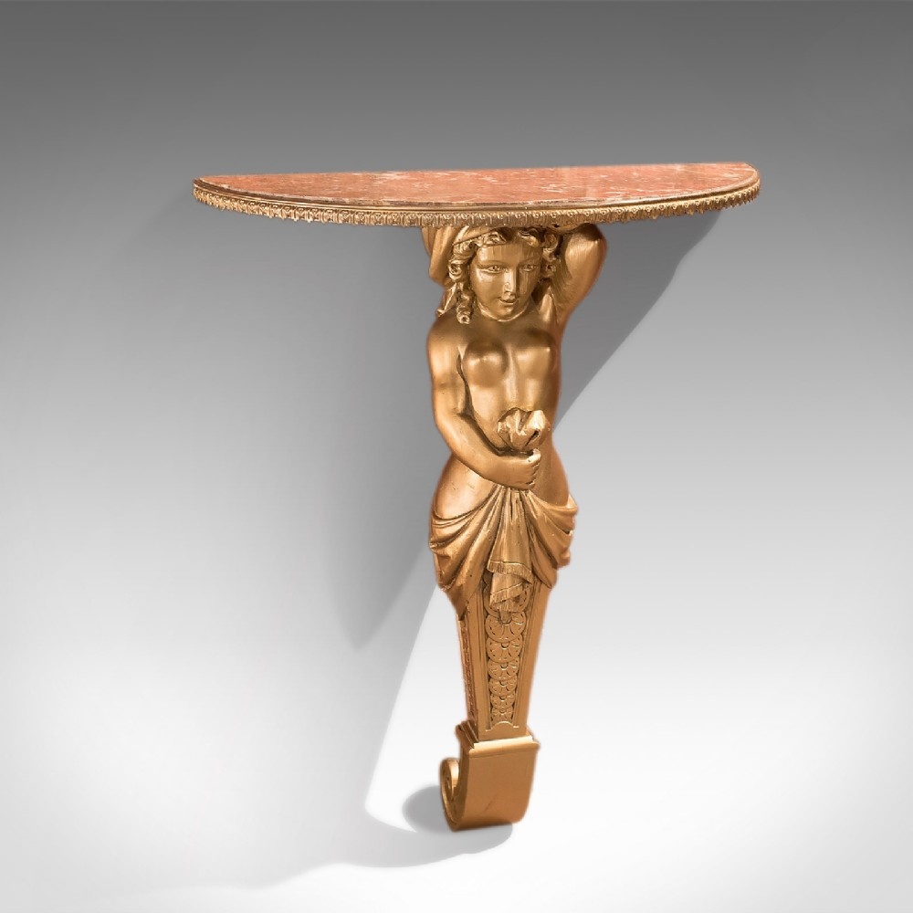 Antique Console Table, Victorian Giltwood & Marble c.1900 