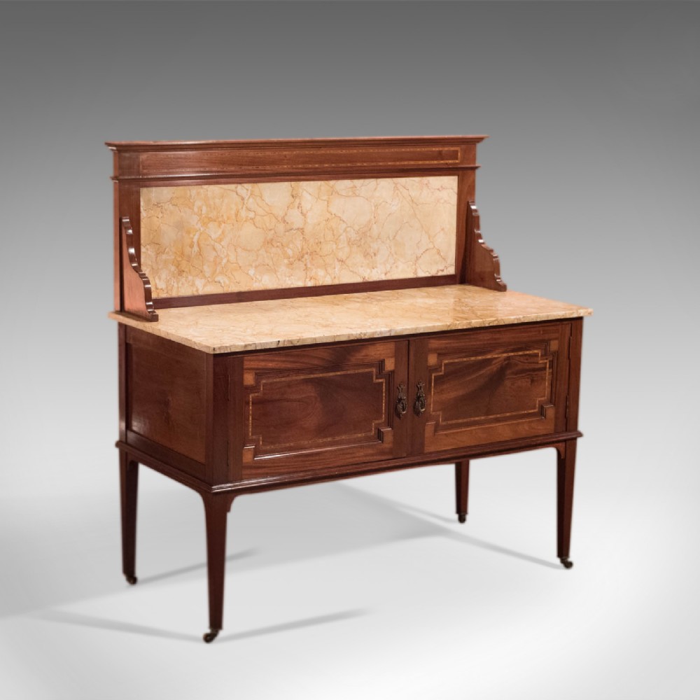 Antique Washstand Edwardian Marble Top Cabinet