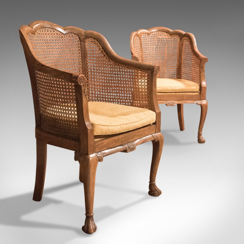Antique Pair of Chairs, Edwardian, Bergere, Conservatory c.1910