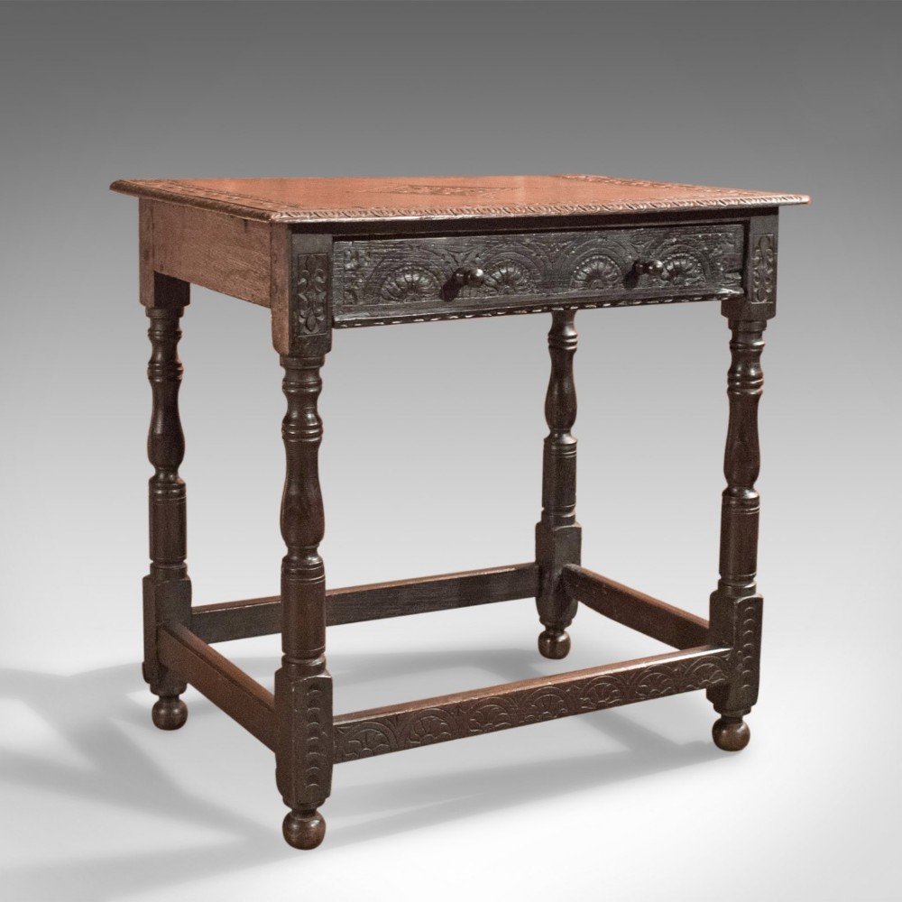 Antique Hall Table, Georgian Carved Oak, circa 1800