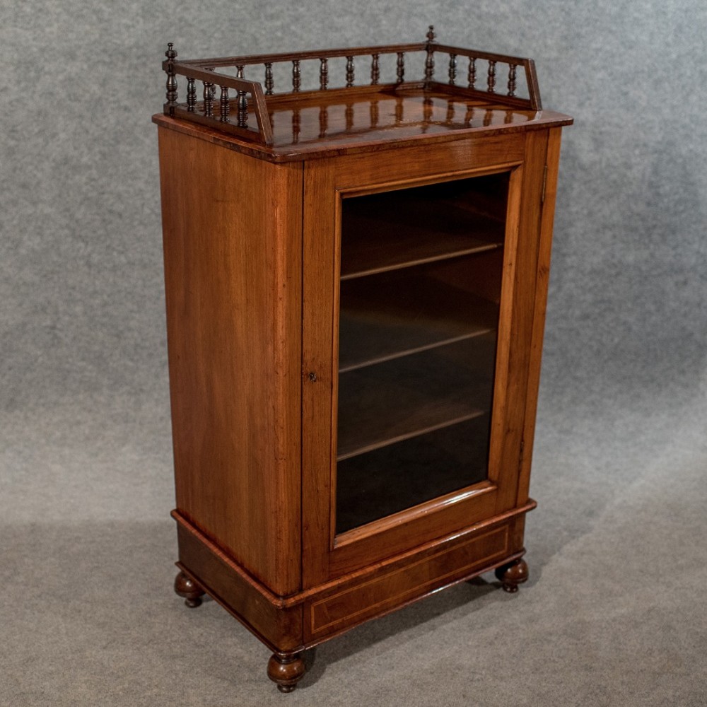 Antique Victorian Music Display Cabinet Quality Burr Walnut Generous Size c1870