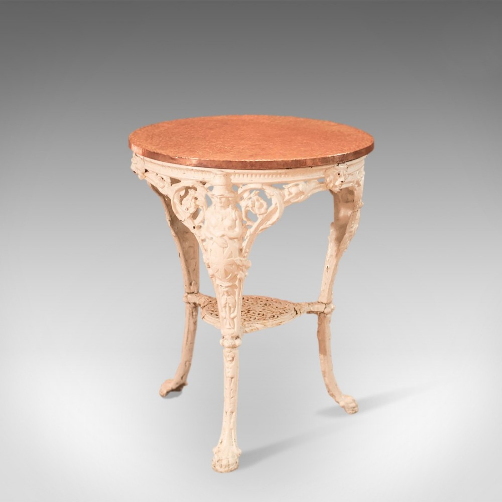Victorian Cast Iron & Copper Tavern Garden Table