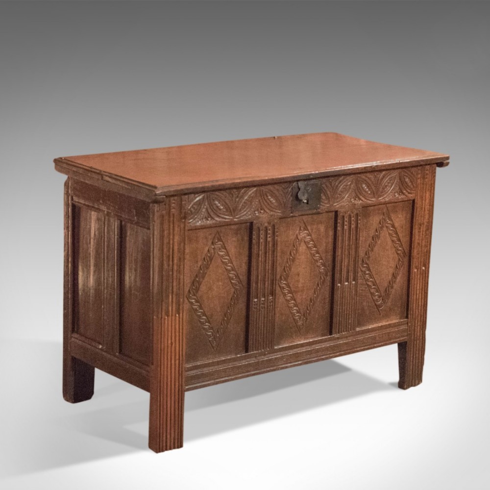 17th Century Oak Panelled Antique Coffer