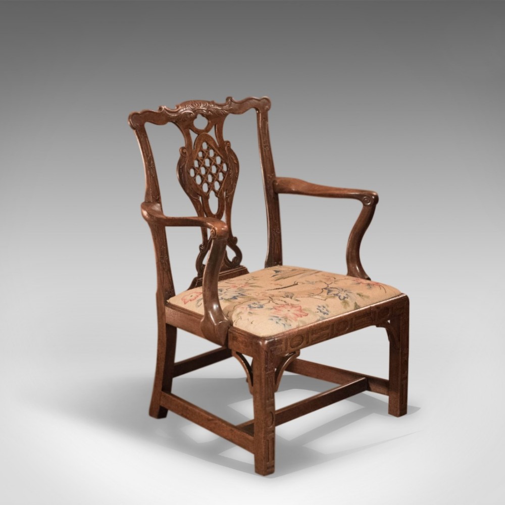 18th Century George III Open Antique Armchair, in the manner of Robert Manwaring