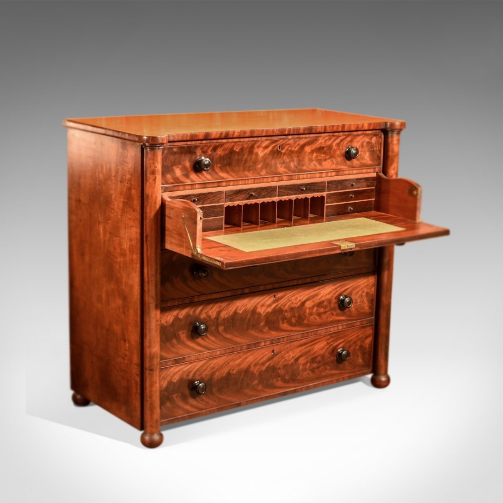 Victorian Antique Secretaire Chest of Drawers, c.1850