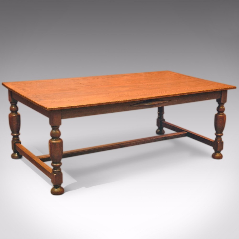 Large Antique Kitchen Table, Victorian Dining Oak c.1900