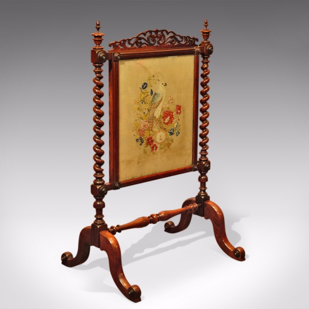 Victorian Rosewood Antique Fire Screen, c.1850