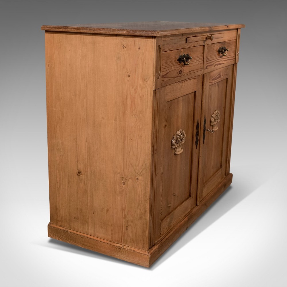 Antique French Pine Cabinet Cupboard - With Slide - c1900