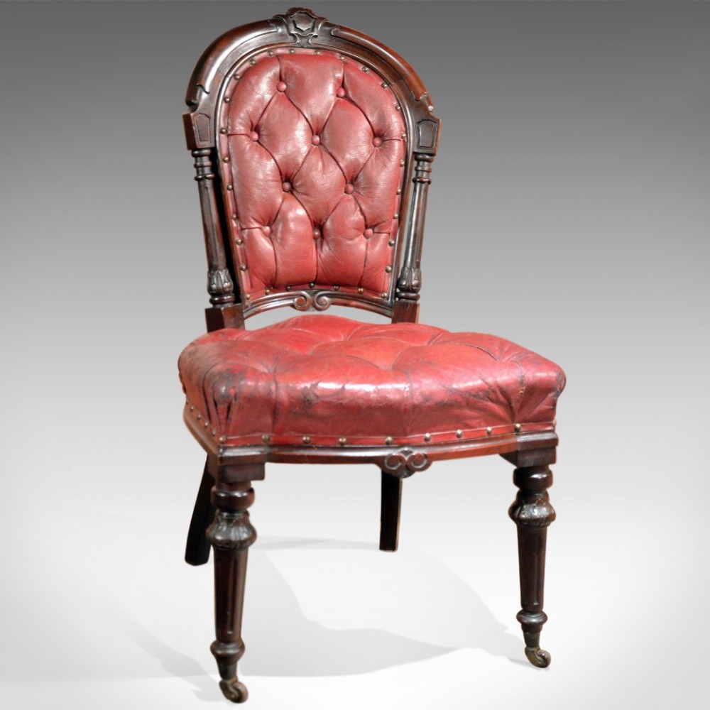 Regency Red Leather Antique Library Chair, c.1830