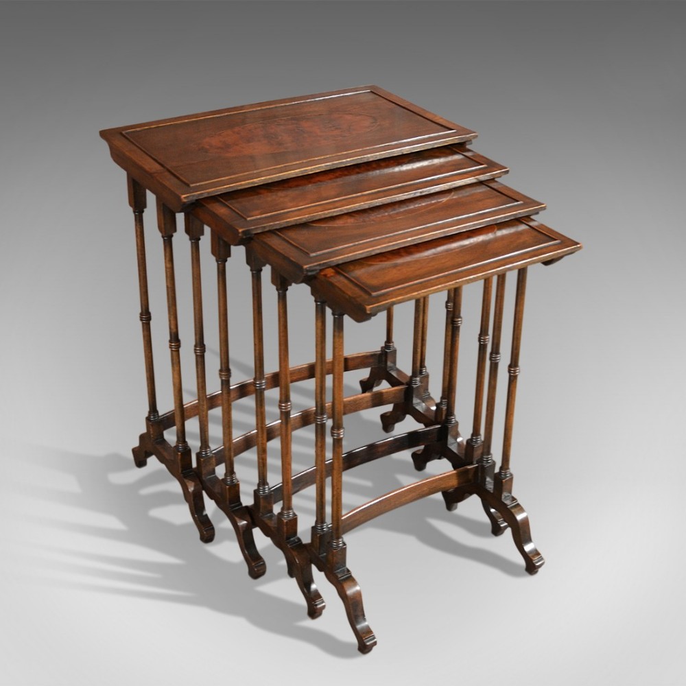 Antique Nest of Tables, Walnut, Late Victorian 4 Tables