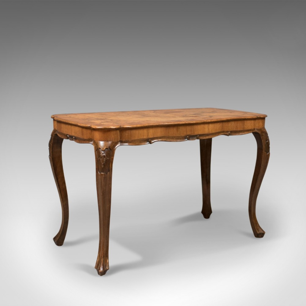 Antique Coffee Table, French, Burr Walnut c.1910