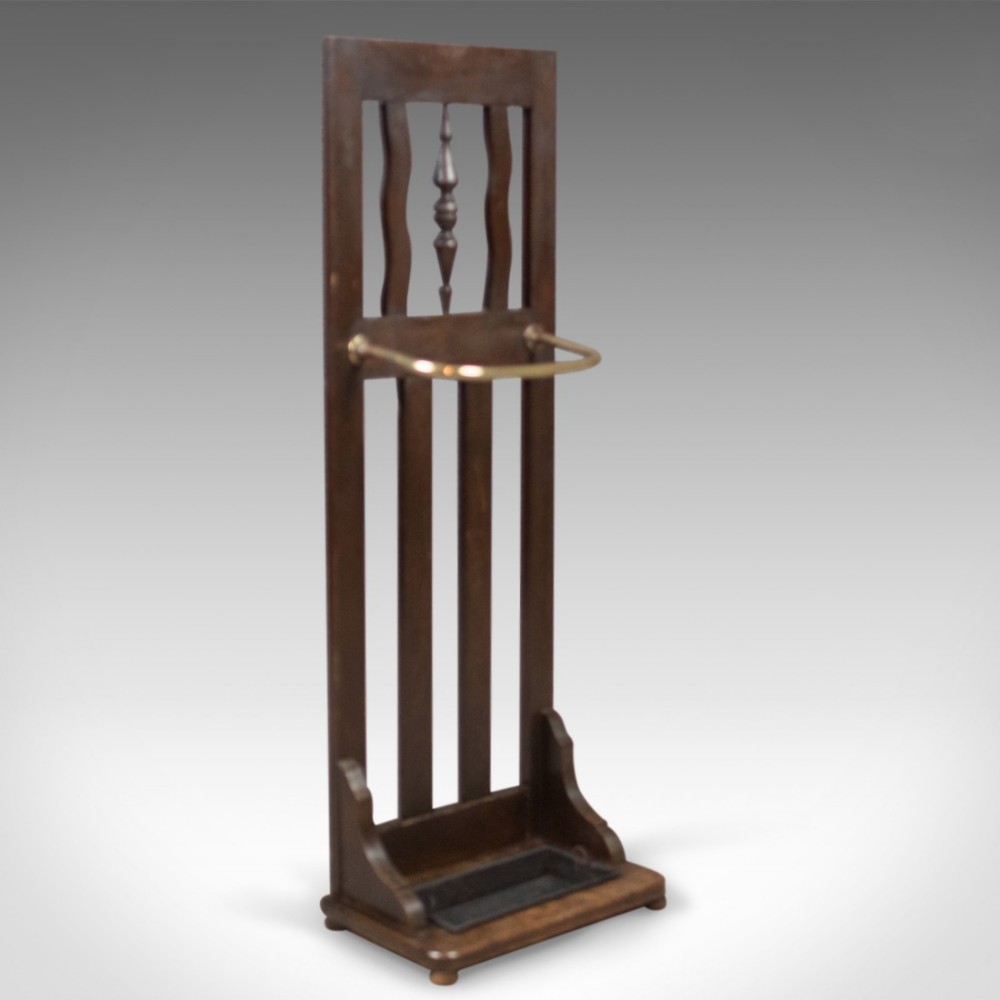 Antique Stick Stand, Edwardian Oak Hall Valet c.1910
