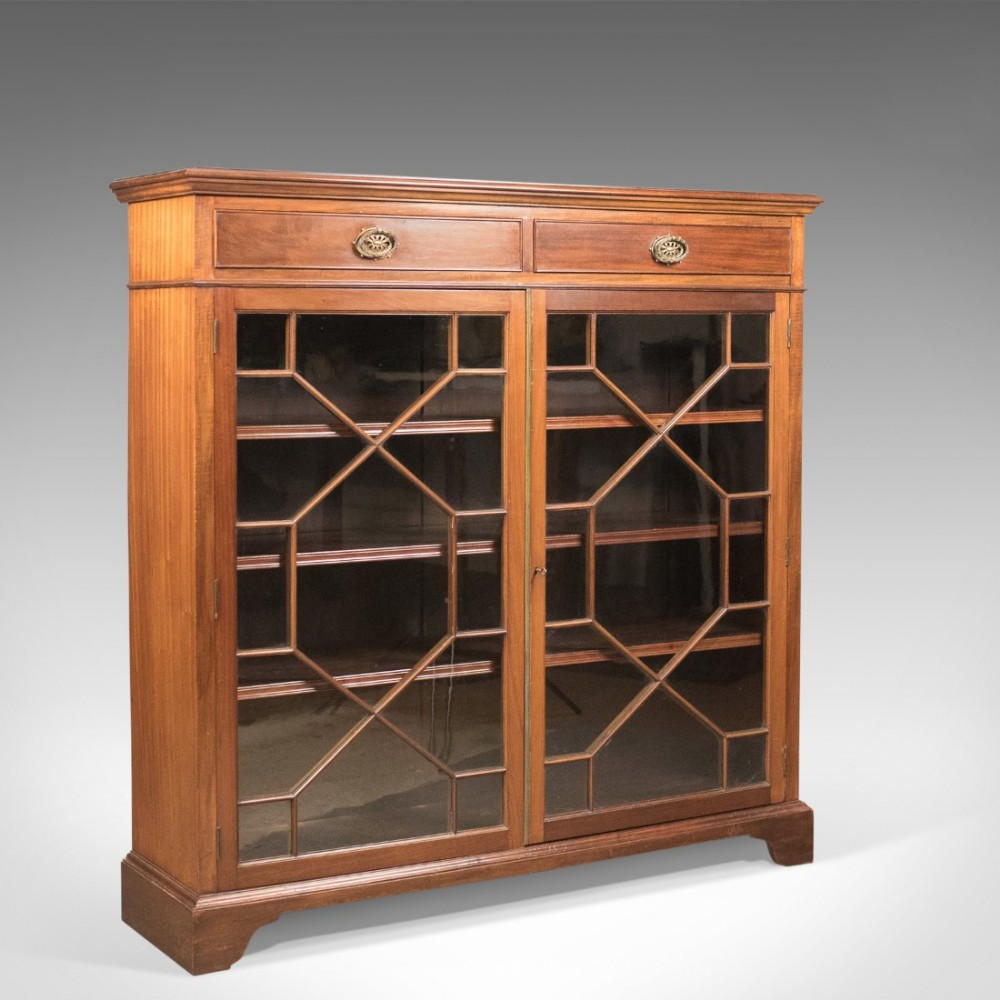 Antique Glazed Bookcase, Edwardian Display Cabinet, c.1910