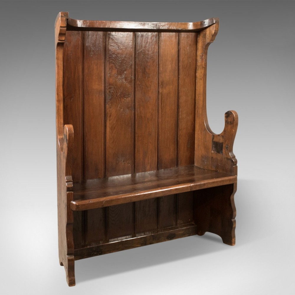 Antique Settle, Victorian Tavern Bench, c.1850