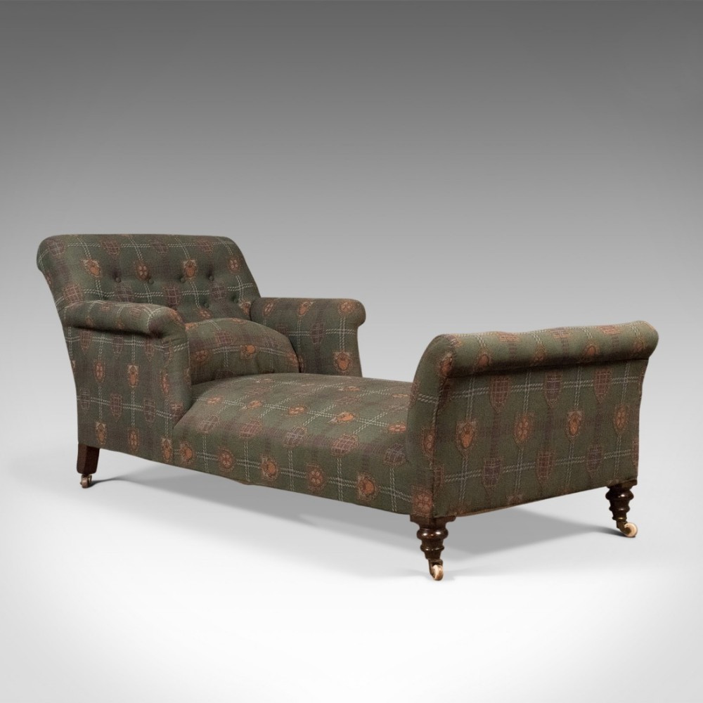 Antique Daybed, Victorian Button Back Armchair c.1880