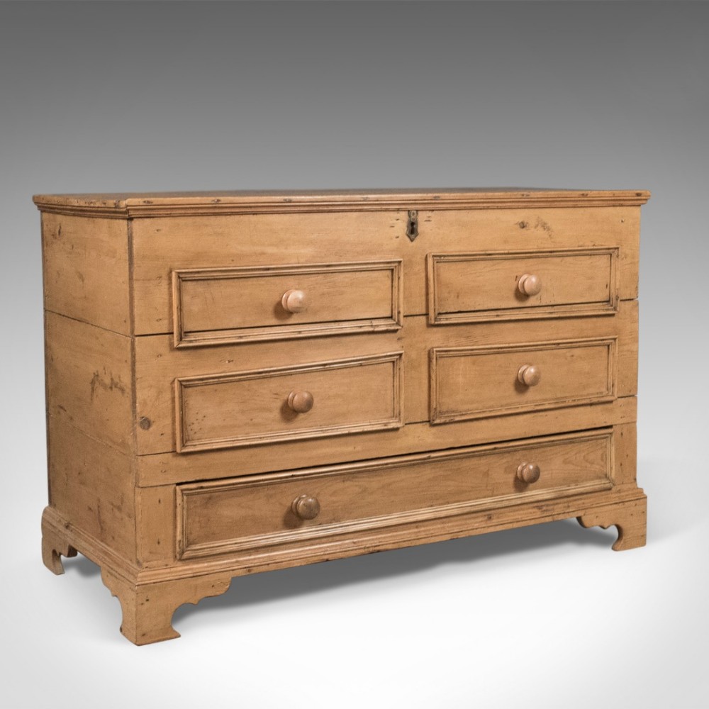 Antique Pine Mule Chest, Victorian Trunk, English c.1900