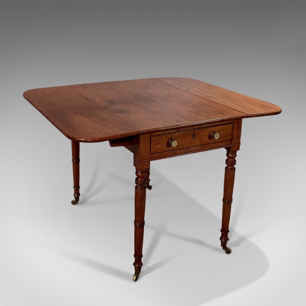 Antique Regency Pembroke Sofa Lamp Side Table English Mahogany c1820