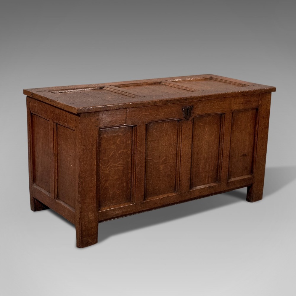 Antique Oak English Coffer Storage Chest Trunk Quality Georgian c1750
