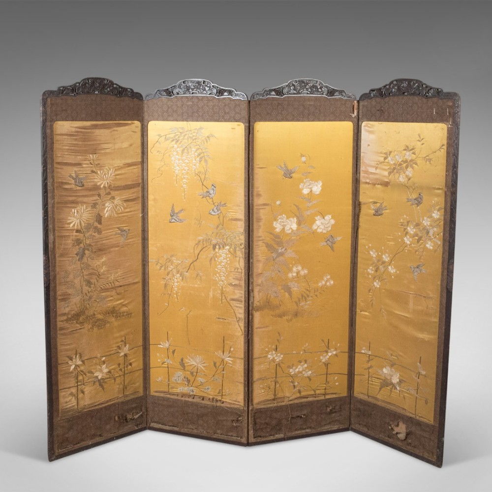 Antique 4 Fold Screen, Victorian Room Divider