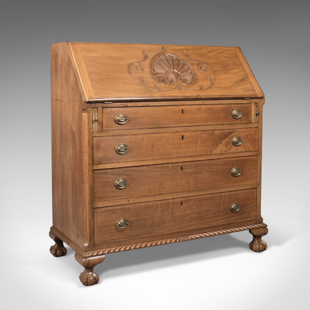 Antique Bureau, Victorian Walnut Desk, c.1900
