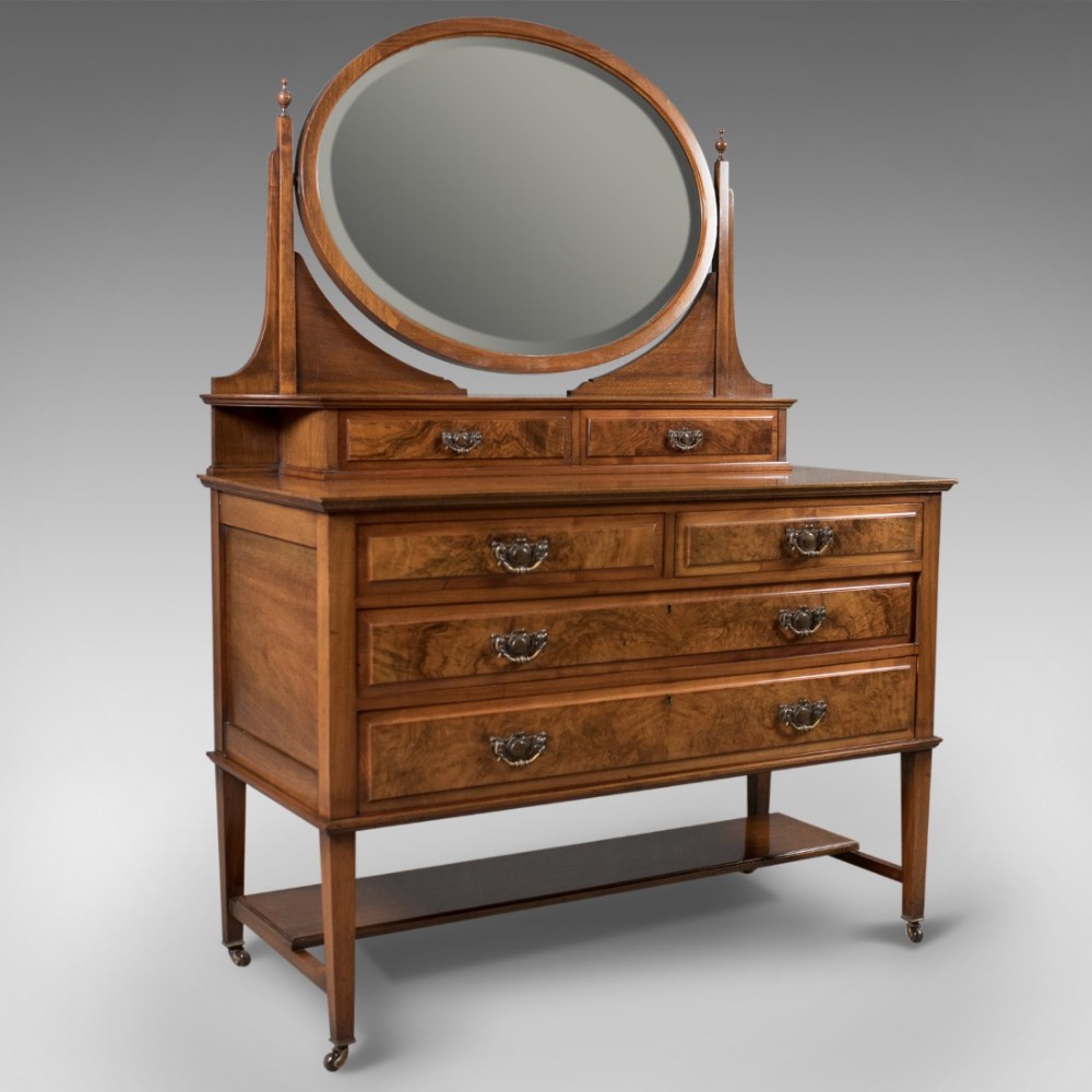 Antique Dressing Table, Edwardian Vanity Chest of Drawers, English, c.1910