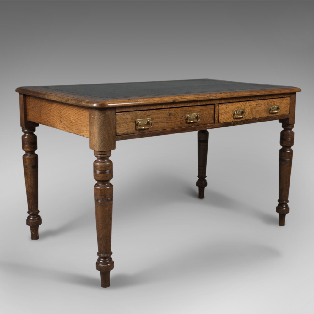 Antique Desk, Victorian Writing Table, English, Oak c.1880