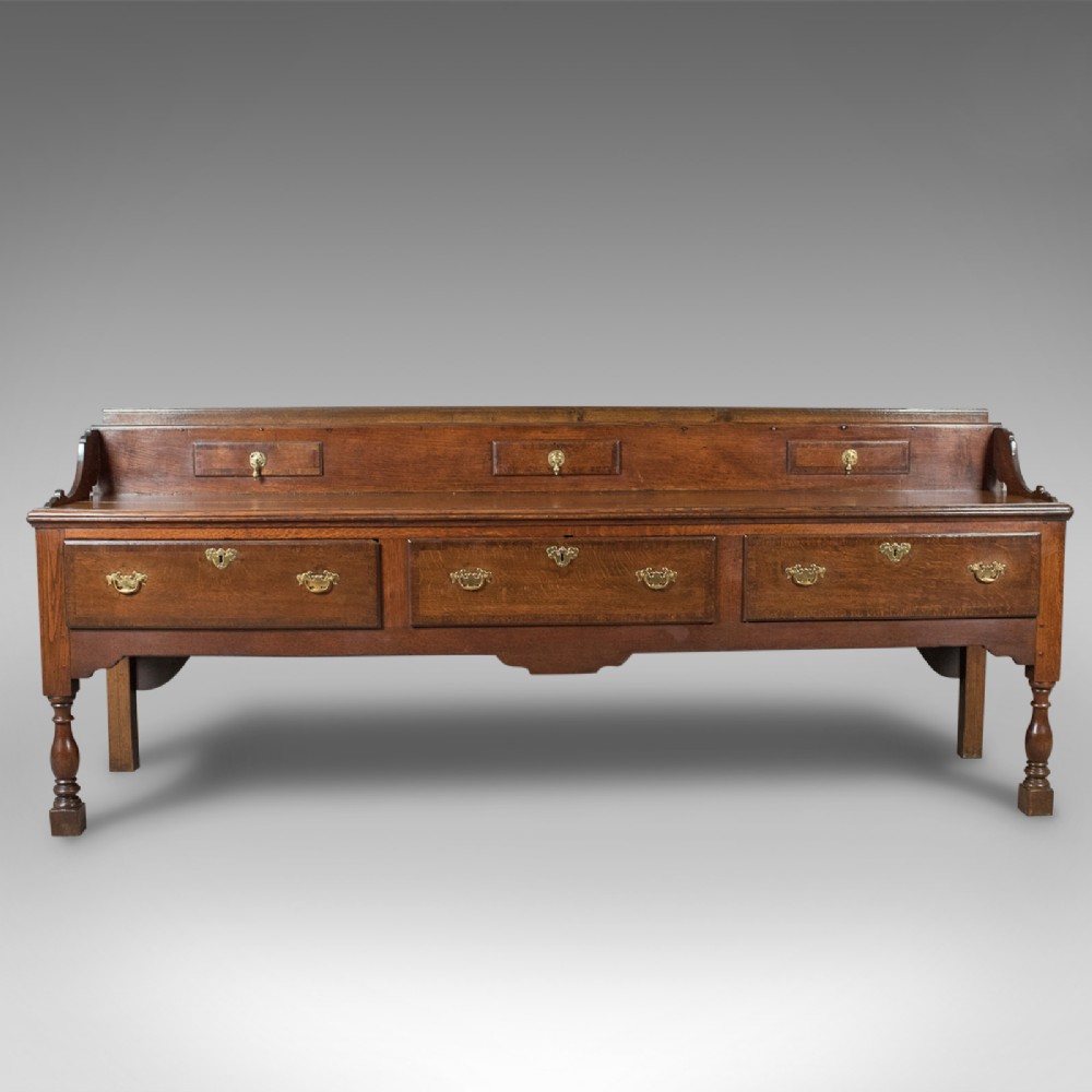 Large Antique Dresser Base, Early Georgian, 1750 & Later, English, Oak